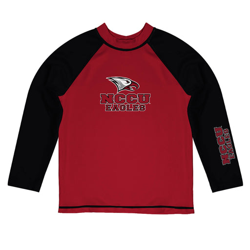 North Carolina Central Eagles Vive La Fete Logo Maroon Black Long Sleeve Raglan Rashguard