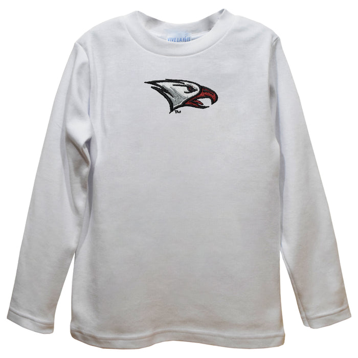 North Carolina Central Eagles Embroidered White Knit Long Sleeve Boys Tee Shirt