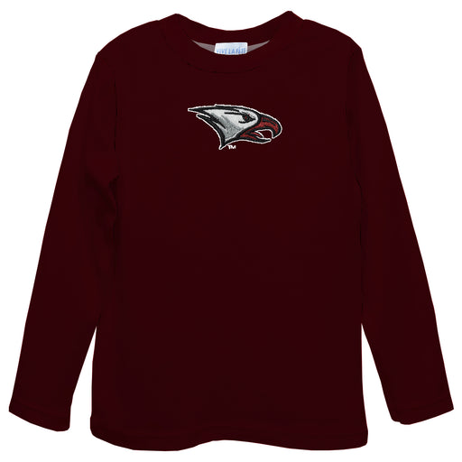 North Carolina Central Eagles Embroidered Maroon Long Sleeve Boys Tee Shirt