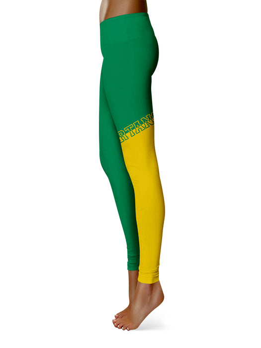Norfolk State Spartans Vive la Fete Game Day Collegiate Leg Color Block Women Green Gold Yoga Leggings - Vive La Fête - Online Apparel Store