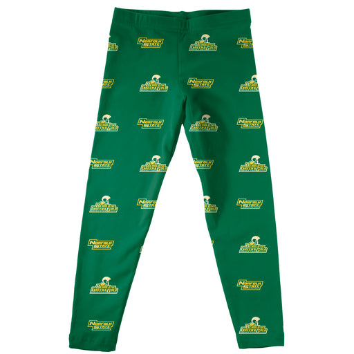 Norfolk State University Spartans Girls Game Day All Over Logo Elastic Waist Classic Play Green Leggings Tights - Vive La Fête - Online Apparel Store