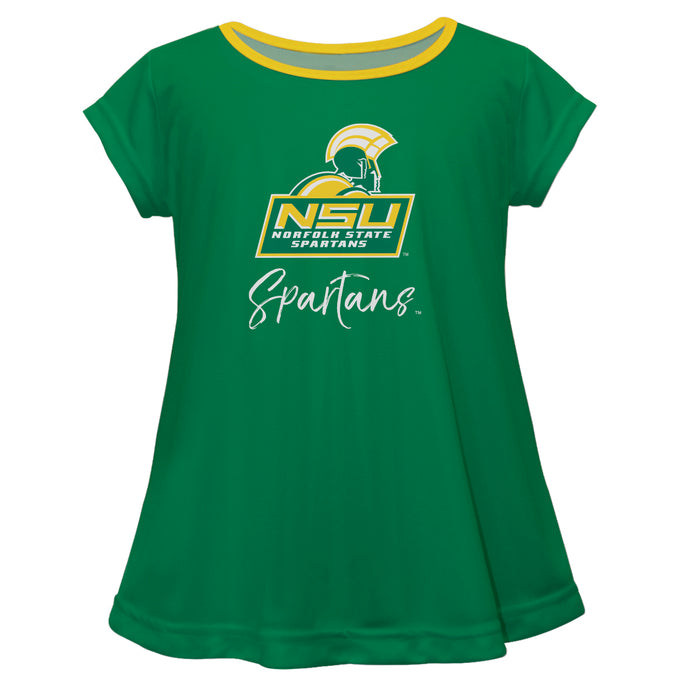 Norfolk State  Spartans  Vive La Fete Girls Game Day Short Sleeve Green Top with School Logo and Name - Vive La Fête - Online Apparel Store