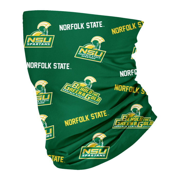 Norfolk State University Spartans Neck Gaiter Green All Over Logo - Vive La Fête - Online Apparel Store