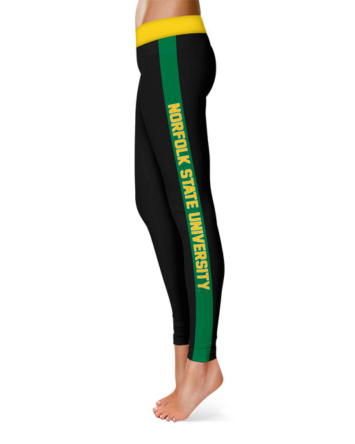 Norfolk State  Spartans Vive La Fete Game Day Collegiate Green Stripes Women Black Yoga Leggings 2 Waist Tights" - Vive La Fête - Online Apparel Store