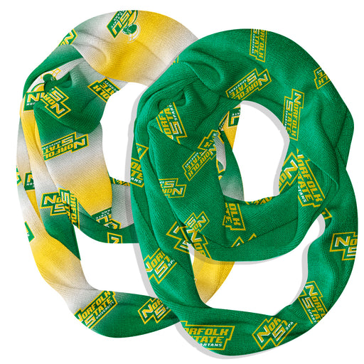 Norfolk State Spartans Vive La Fete All Over Logo Collegiate Women Set of 2 Light Weight Ultra Soft Infinity Scarfs