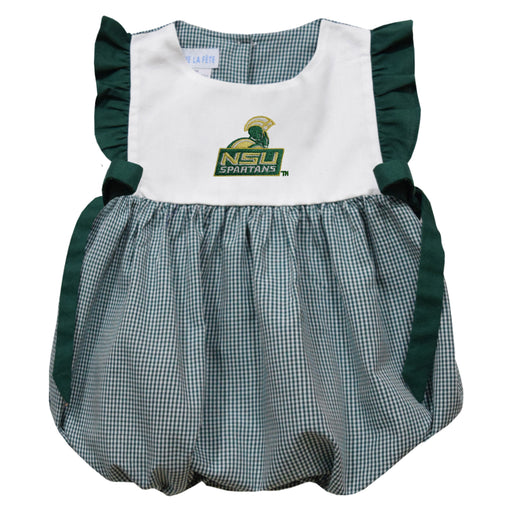 Norfolk State Spartans Embroidered Hunter Green Gingham Girls Bubble