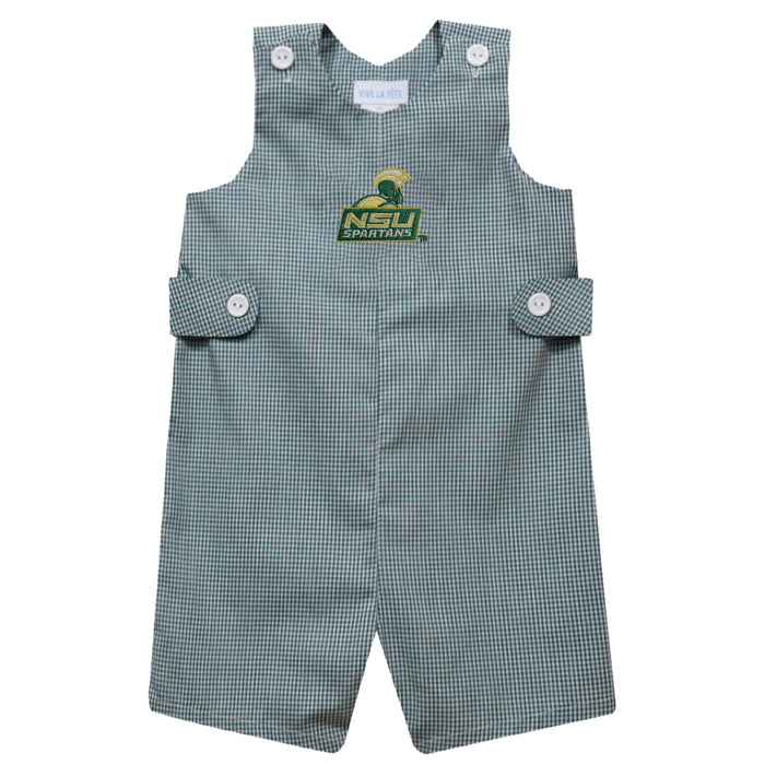 Norfolk State Spartans Embroidered Hunter Green Gingham Boys Jon Jon