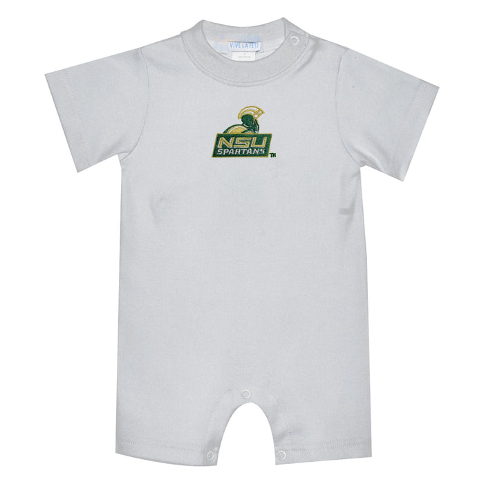 Norfolk State Spartans Embroidered White Knit Short Sleeve Boys Romper