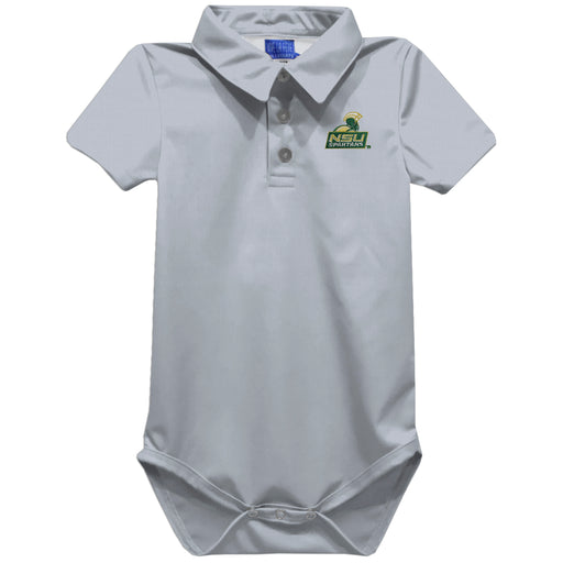 Norfolk State Spartans Embroidered Gray Solid Knit Polo Onesie