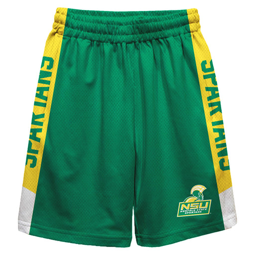 Norfolk State Spartans Vive La Fete Game Day Green Stripes Boys Solid Gold Athletic Mesh Short
