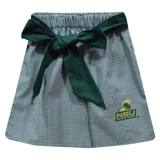 Norfolk State Spartans Embroidered Hunter Green Gingham Skirt with Sash
