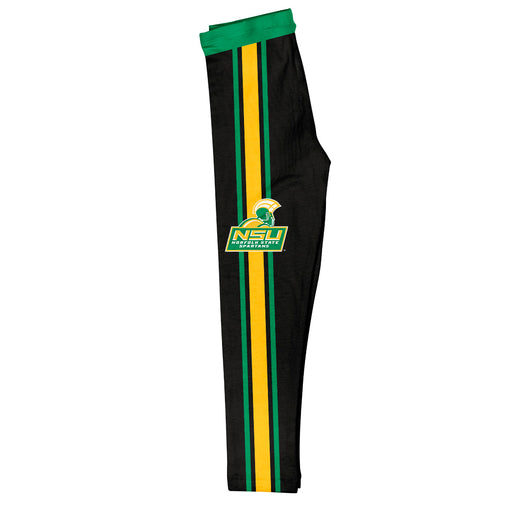 Norfolk State Spartans Vive La Fete Girls Game Day Black with Green Stripes Leggings Tights
