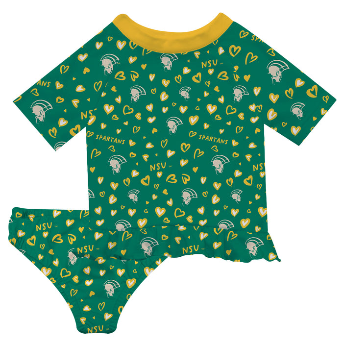 Norfolk State Spartans Vive La Fete All Over Logo Green Long Sleeve Bikini Set