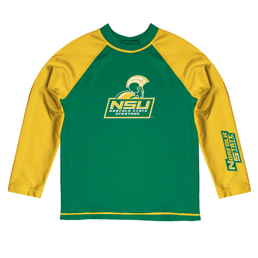Norfolk State Spartans Vive La Fete Logo Green Gold Long Sleeve Raglan Rashguard