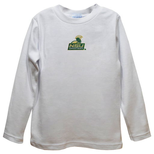 Norfolk State Spartans Embroidered White Long Sleeve Boys Tee Shirt