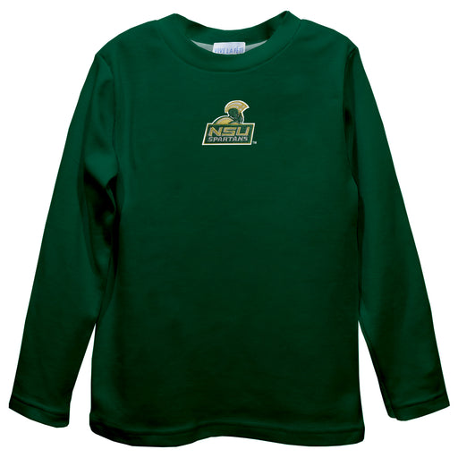 Norfolk State Spartans Embroidered Hunter Green Long Sleeve Boys Tee Shirt