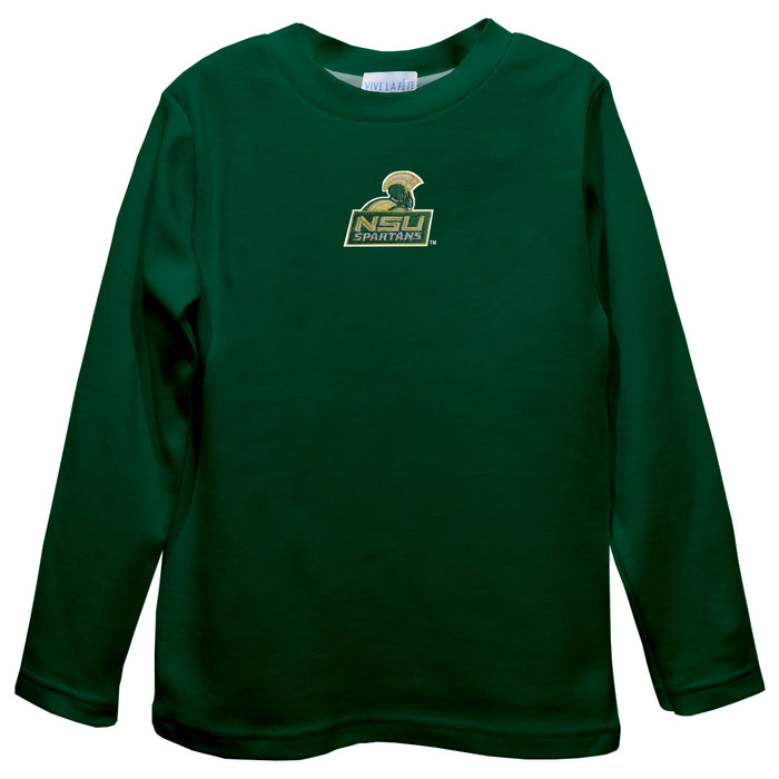 Norfolk State Spartans Embroidered Hunter Green Long Sleeve Boys Tee Shirt