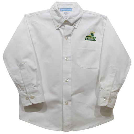 Norfolk State University Spartans Embroidered White Long Sleeve Button Down Shirt