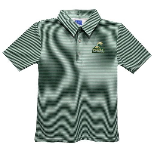 Norfolk State University Spartans Embroidered Hunter Green Stripes Short Sleeve Polo Box Shirt