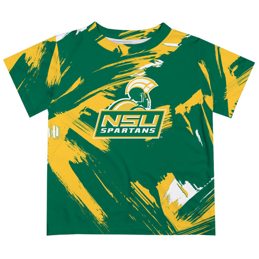 Norfolk State Spartans Vive La Fete Boys Game Day Green Short Sleeve Tee Paint Brush