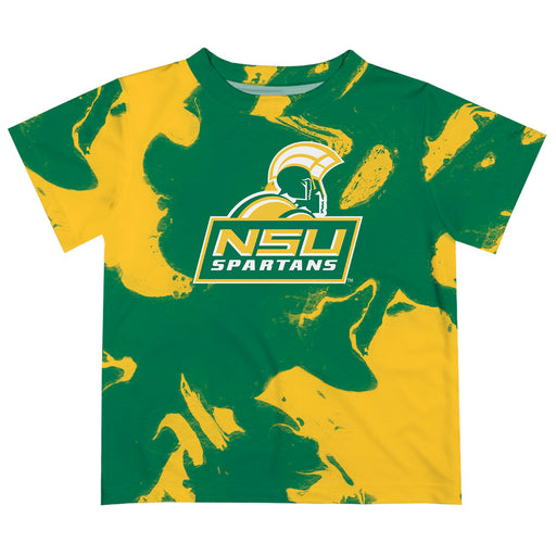 Norfolk State Spartans Vive La Fete Marble Boys Game Day Green Short Sleeve Tee