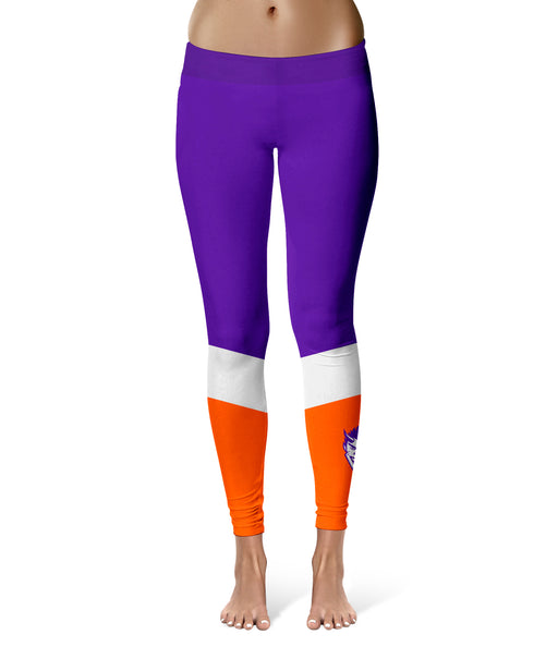 Northwestern State Demons Vive La Fete Game Day Collegiate Ankle Color Block Women Purple Orange Yoga Leggings