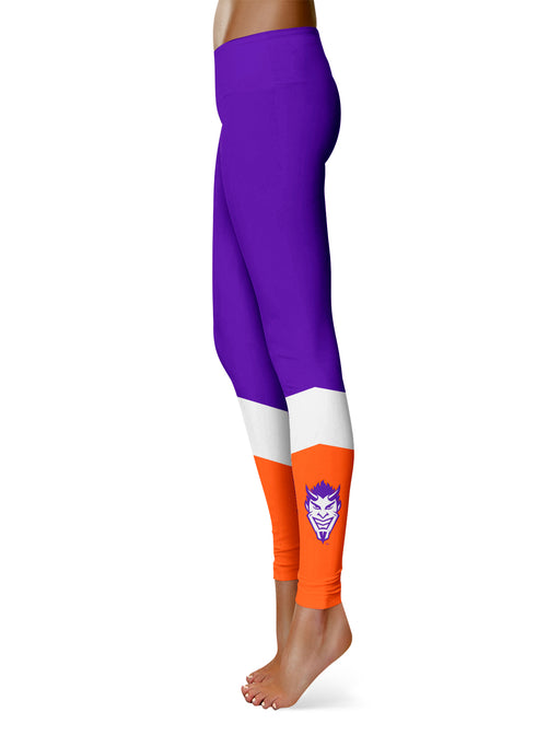 Northwestern State Demons Vive La Fete Game Day Collegiate Ankle Color Block Women Purple Orange Yoga Leggings - Vive La Fête - Online Apparel Store