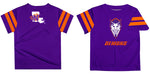 Northwestern State Demons Vive La Fete Boys Game Day Purple Short Sleeve Tee with Stripes on Sleeves - Vive La Fête - Online Apparel Store