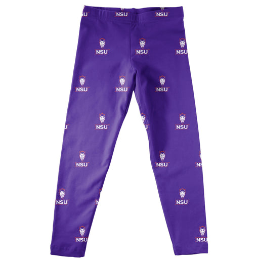 Northwestern State Demons Leggings Purple All Over Logo - Vive La Fête - Online Apparel Store