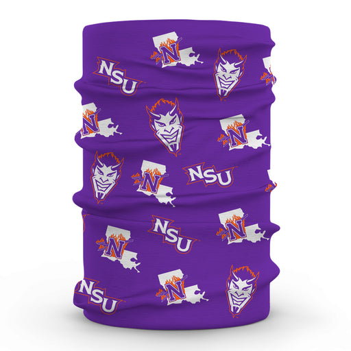 Northwestern State Demons Neck Gaiter Purple All Over Logo NSU - Vive La Fête - Online Apparel Store