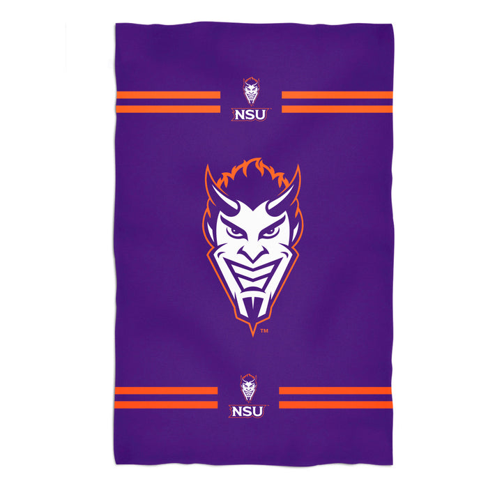 Northwestern State Demons Vive La Fete Game Day Absorvent Premium Purple Beach Bath Towel 51 x 32" Mascot and Stripes" - Vive La Fête - Online Apparel Store