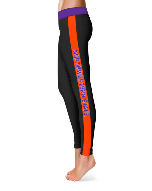 Northwestern State Demons Orange Stripes Black Leggings - Vive La Fête - Online Apparel Store