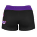 NSU Demons Vive La Fete Game Day Logo on Thigh and Waistband Black & Purple Women Yoga Booty Workout Shorts 3.75 Inseam" - Vive La Fête - Online Apparel Store