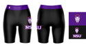 NSU Demons Vive La Fete Game Day Logo on Thigh and Waistband Black and Purple Women Bike Short 9 Inseam" - Vive La Fête - Online Apparel Store