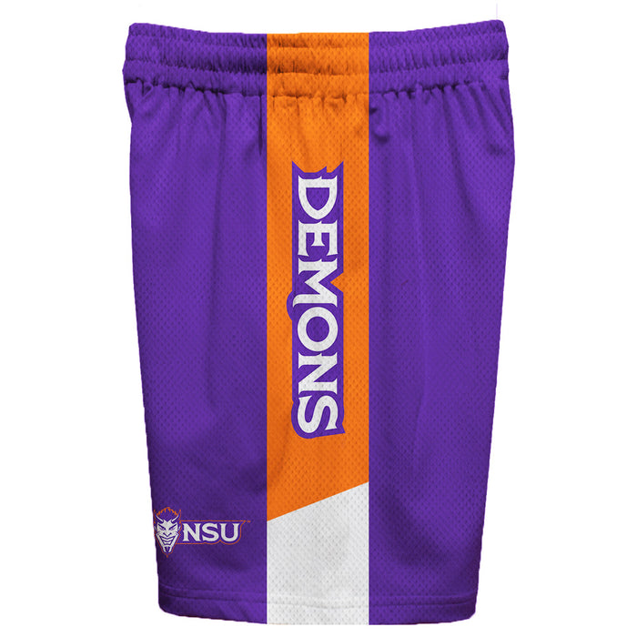 Northwestern State Demons Vive La Fete Game Day Purple Stripes Boys Solid Orange Athletic Mesh Short - Vive La Fête - Online Apparel Store