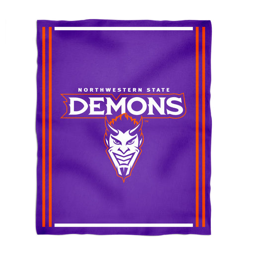 Northwestern State Demons Vive La Fete Kids Game Day Purple Plush Soft Minky Blanket 36 x 48 Mascot