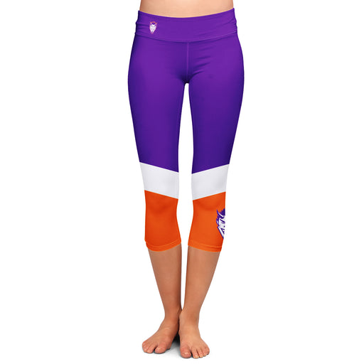 NSU Demons Vive La Fete Game Day Collegiate Ankle Color Block Women Purple Orange Capri Leggings