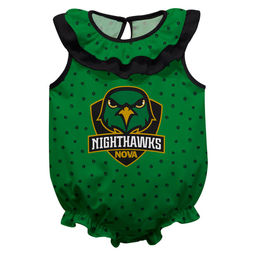 Northern Virginia NightHawks NOVA Swirls Green Sleeveless Ruffle Onesie Logo Bodysuit