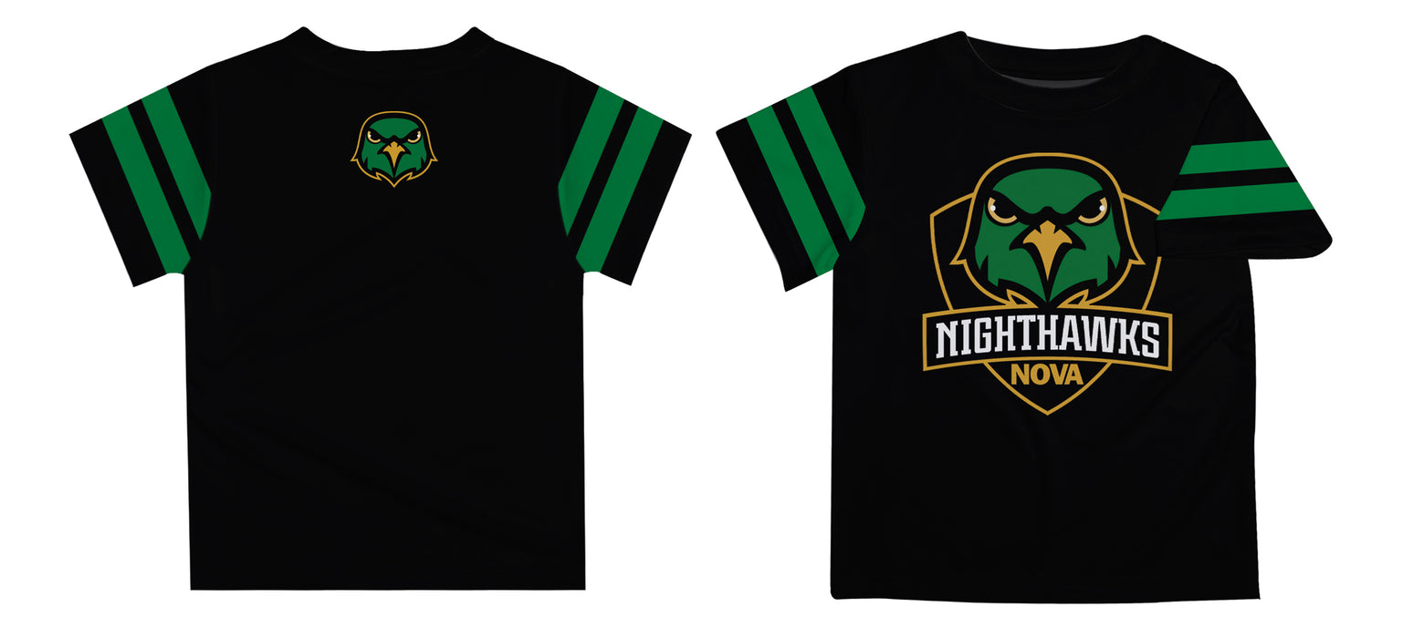 Northern Virginia NightHawks NOVA Vive La Fete Boys Game Day Black Short Sleeve Tee with Stripes on Sleeves - Vive La Fête - Online Apparel Store