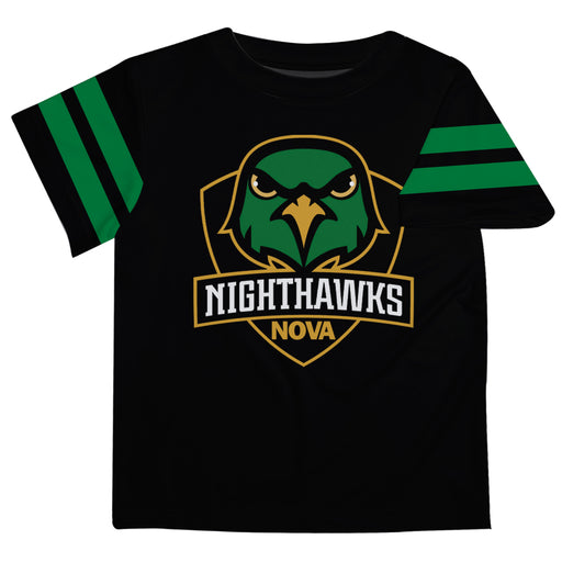 Northern Virginia NightHawks NOVA Vive La Fete Boys Game Day Black Short Sleeve Tee with Stripes on Sleeves - Vive La Fête - Online Apparel Store