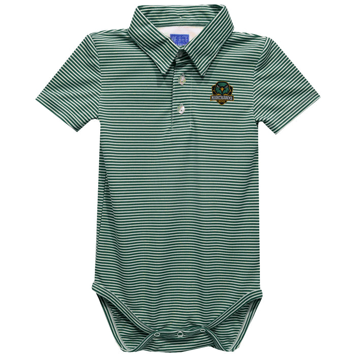 Northern Virginia NightHawks NOVA Embroidered Hunter Green Pencil Stripe Knit Polo Onesie