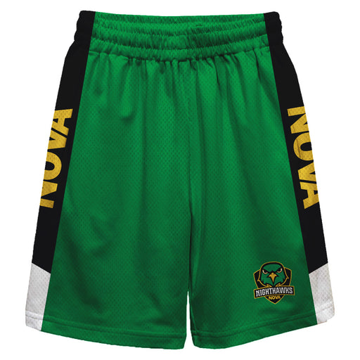 Northern Virginia NightHawks Vive La Fete Game Day Green Stripes Boys Solid Black Athletic Mesh Short
