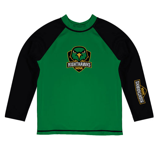 Northern Virginia NightHawks Vive La Fete Logo Green Black Long Sleeve Raglan Rashguard