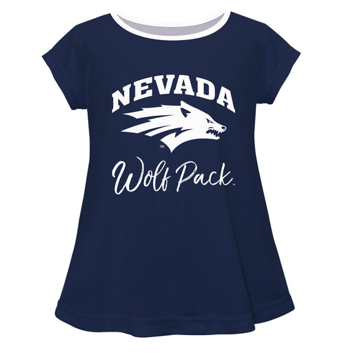Nevada Wolfpack UNR Vive La Fete Girls Game Day Short Sleeve Navy Top with School Logo and Name - Vive La Fête - Online Apparel Store