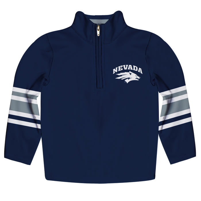 University of Nevada, Reno Wolfpack Vive La Fete Game Day Navy Quarter Zip Pullover Stripes on Sleeves - Vive La Fête - Online Apparel Store