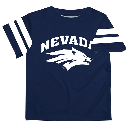Nevada Wolfpack UNR Vive La Fete Boys Game Day Navy Short Sleeve Tee with Stripes on Sleeves - Vive La Fête - Online Apparel Store