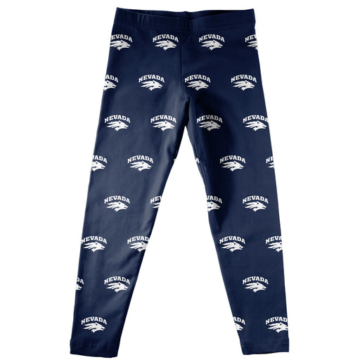 University of Nevada, Reno Wolfpack Girls Game Day All Over Logo Elastic Waist Classic Play Navy Leggings Tights - Vive La Fête - Online Apparel Store