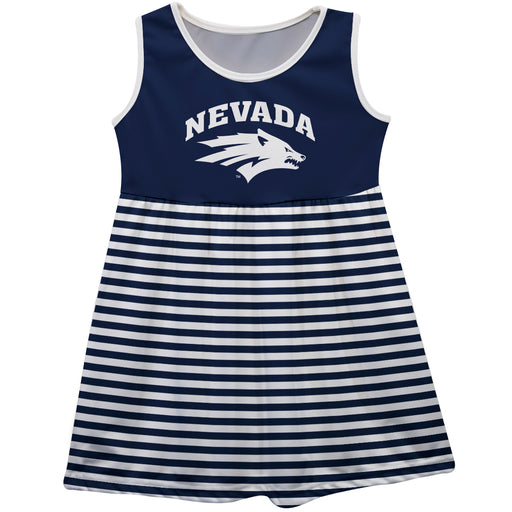 Nevada Wolfpack UNR Vive La Fete Girls Game Day Sleeveless Tank Dress Solid Navy Logo Stripes on Skirt - Vive La Fête - Online Apparel Store