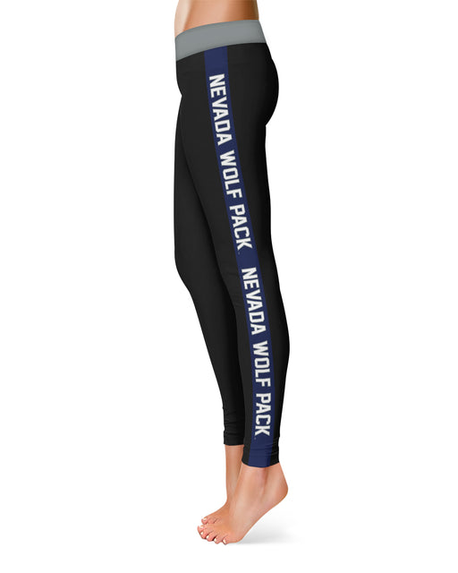 Nevada Wolfpack UNR Vive La Fete Game Day Collegiate Navy Stripes Women Black Yoga Leggings 2 Waist Tights" - Vive La Fête - Online Apparel Store