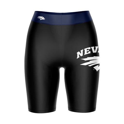 Nevada Wolfpack UNR Vive La Fete Game Day Logo on Thigh and Waistband Black and Navy Women Bike Short 9 Inseam"